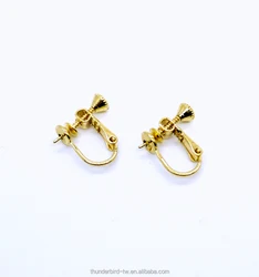 High Quality Earring Clip Gold Plated Brass Screw Clip Earring Half Hole Bead Setting Adjustment screw wire clip