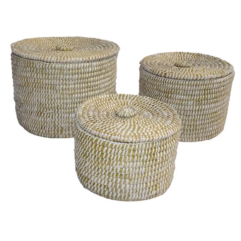 Best quality customized products of Kans Grass & Plastic Ribbon eco-friendly handmade Cheap Price Round Balti