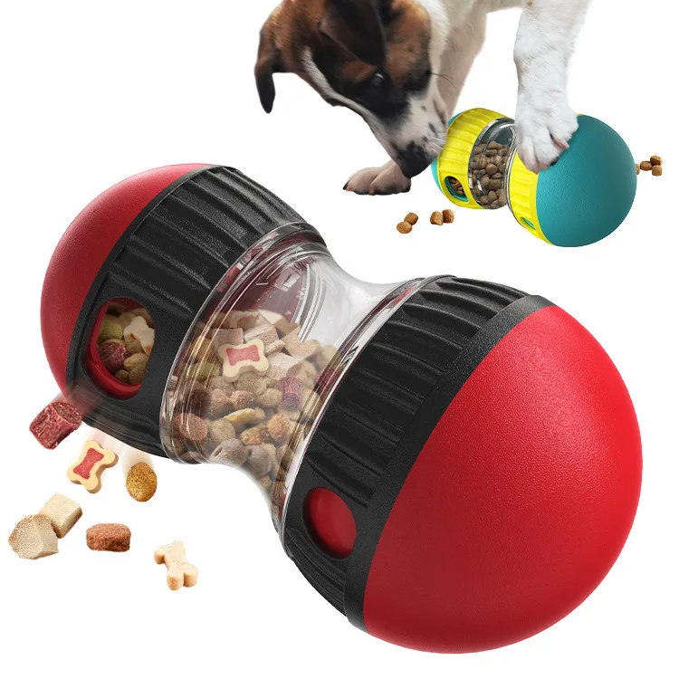 Interactive Chase Barbell Shaped Toy Slow Feeder for Pet Digestion