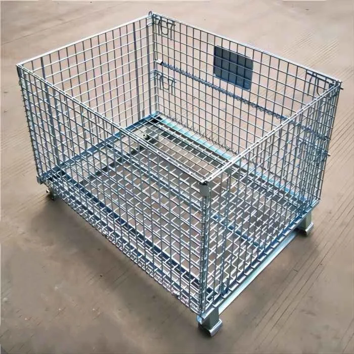 Folding Roll Metal Galvanized Storage Cage For Cold Storage Steel Wire Basket Tool Mobile Iron Pallet cage