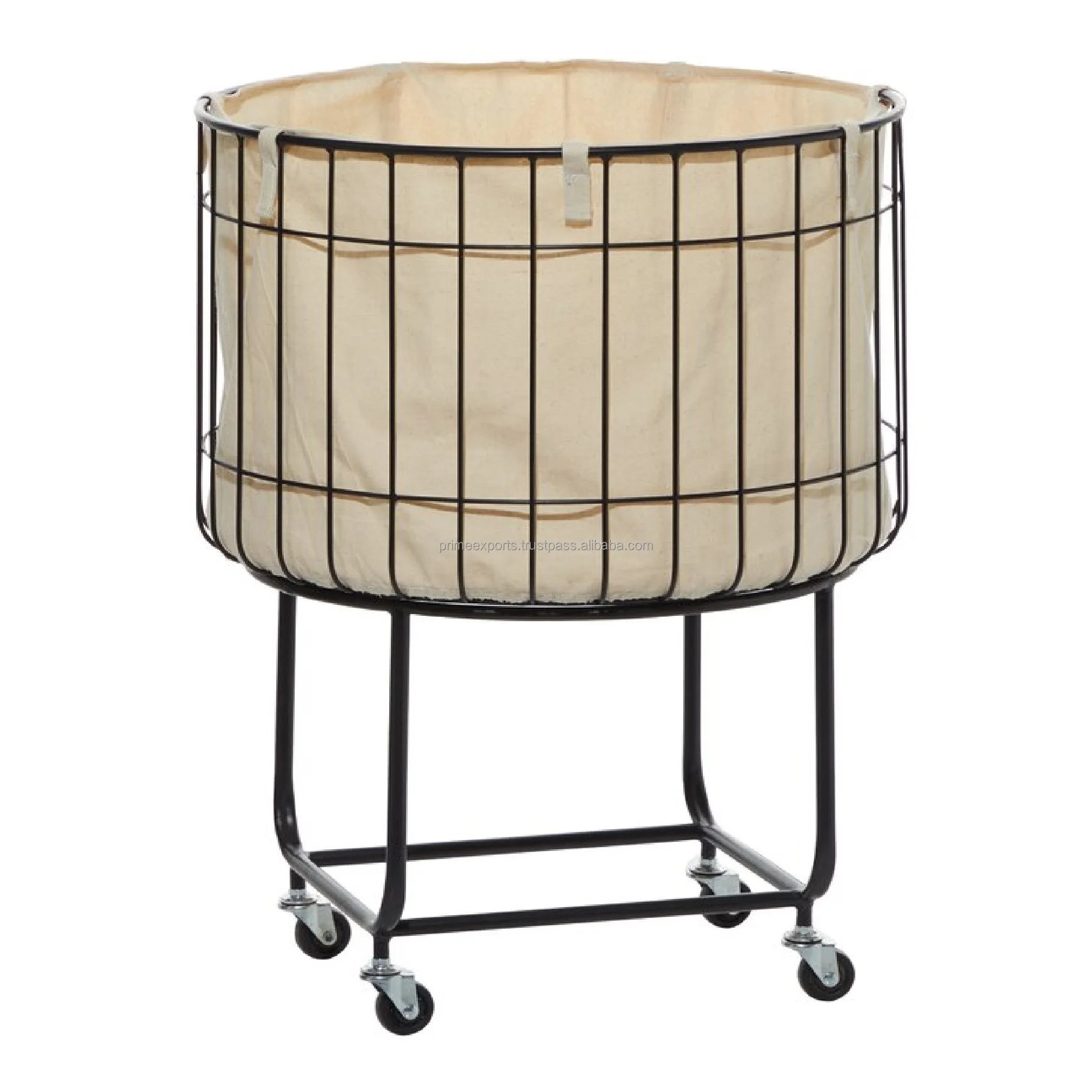 
Modern Decorative Handmade Iron Laundry Basket Black Coated With Wooden Lead Scandievean And European Style For Home Decor 