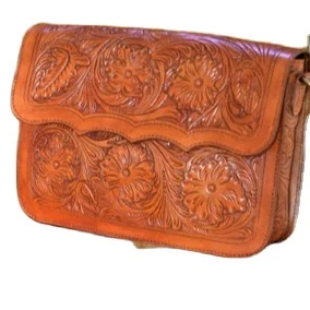 Fashion vintage style handmade leather slings bags crossbody bags with TOOLING work designer handmade ladies bags