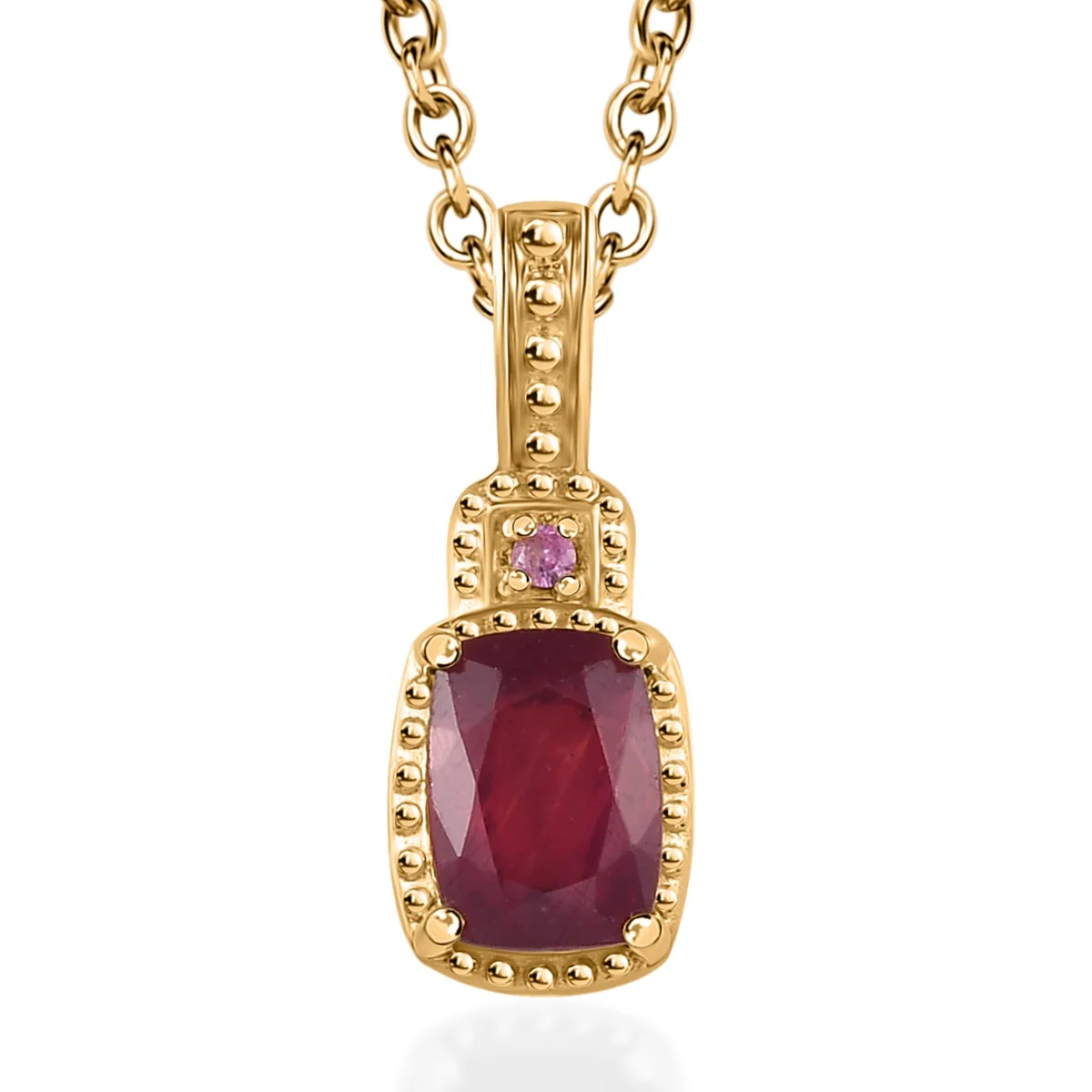 Niassa Ruby (FF) and Pink Sapphire Stud Earrings Ring Pendant Vermeil YG Over Sterling Silver High Quality Wholesale Jewelry