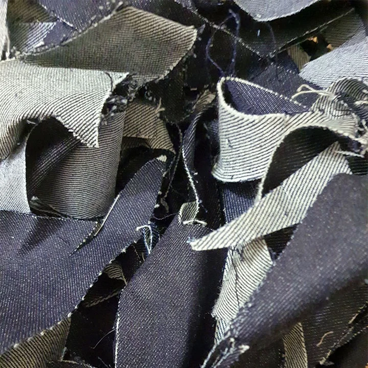 DENIM FABRICS WASTE COTTON SPANDEX OR STRETCH MIXED RAGS FROM BANGLADESH JEANS PANT FABRICS WASTE FOR RECYCLE