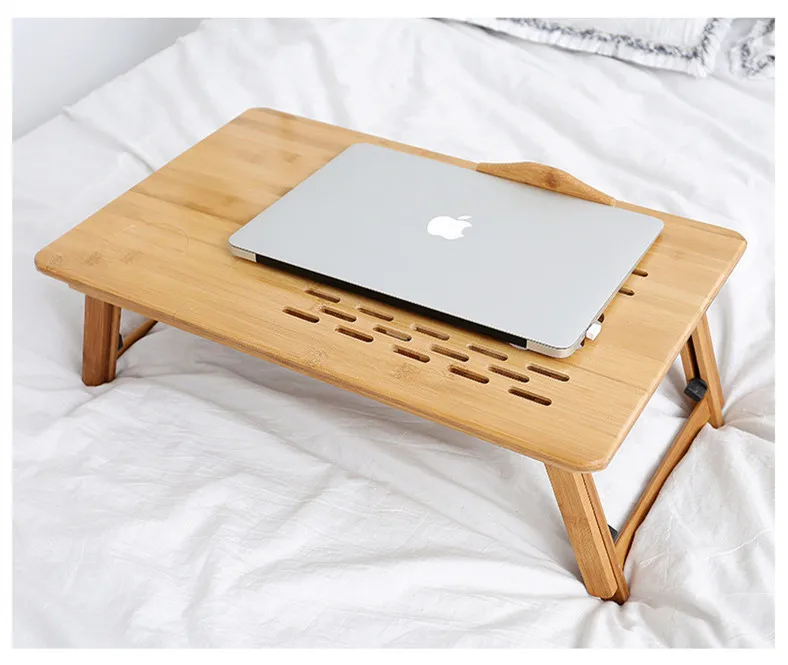 Height Adjustable Folding Home Room Bed Study Bamboo Laptop table