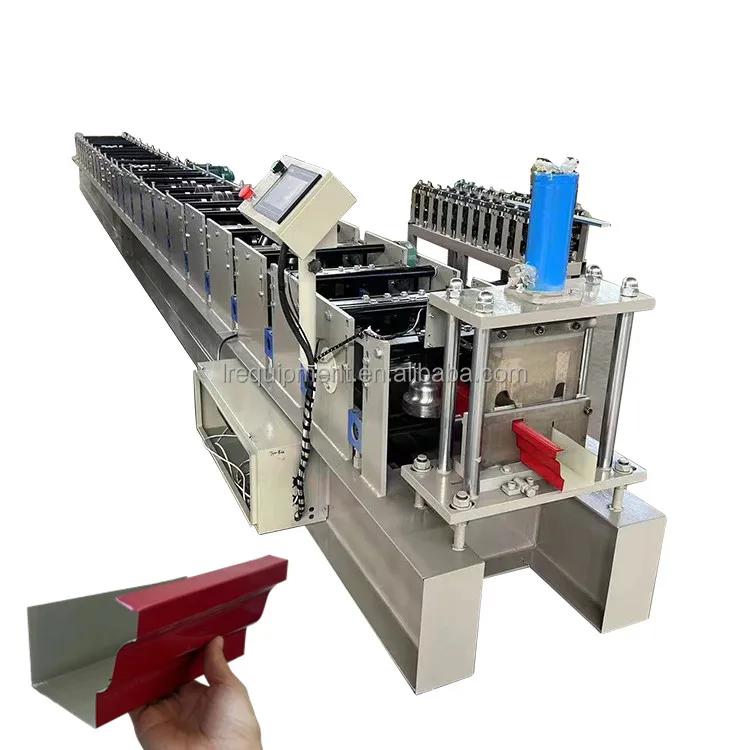 Hydraulic Cutting Type 0.8-1mm Thickness Rain Water Gutter Cold Roll Forming Machine with PLC Control