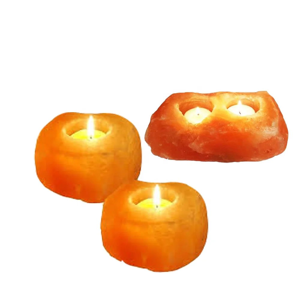 Heart Shape Tea Light Pack of 2 Light Pink Salt Candle Holder from Sian Enterprises Other Candle Holders Lanterns & Candle Jars