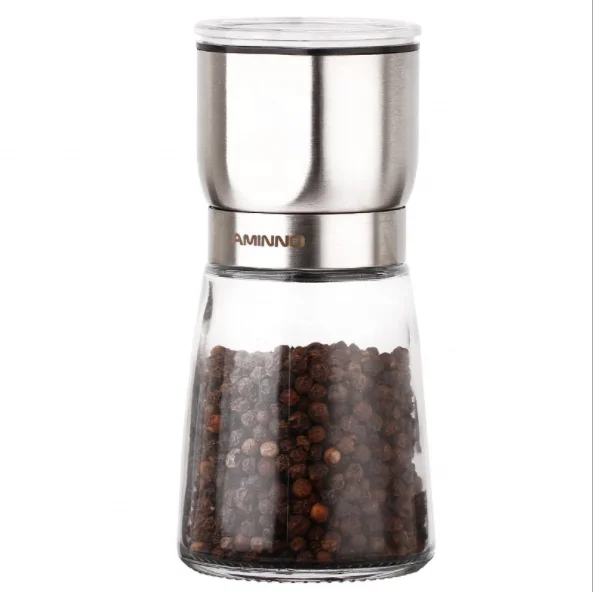 
Amazing Refillable SS304 Salt & Pepper Grinder Cruet Shaker with Adjustable Coarseness for Storing Pepper Salt Herbs 