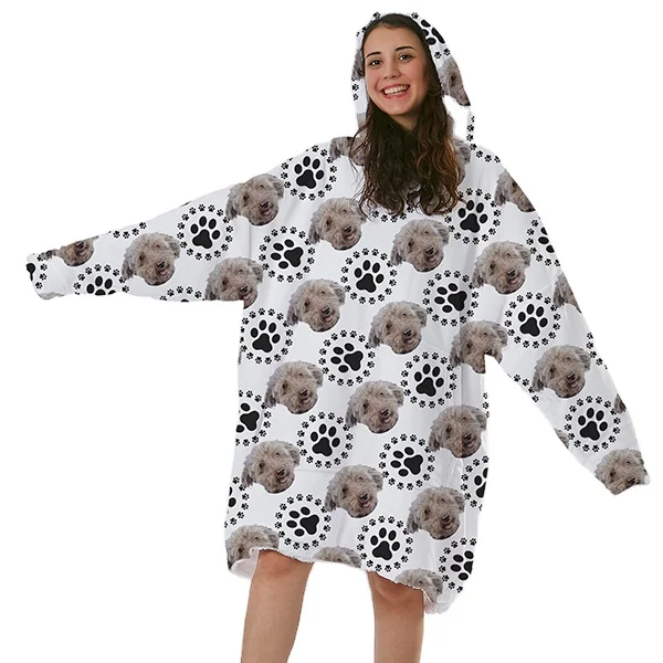 Cheap Price Soft Sherpa Wearable Blanket Hoodie Animal Print Custom Blanket Sweatshirt Blanket Hoodie