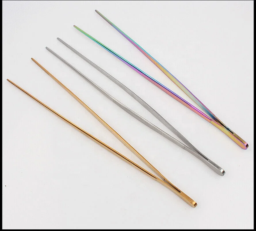 1Pc BBQ Kitchen Cooking Tweezers Extra Long 30 cm Stainless Steel Color Plasma Coating Best seller in low price supplier from PK