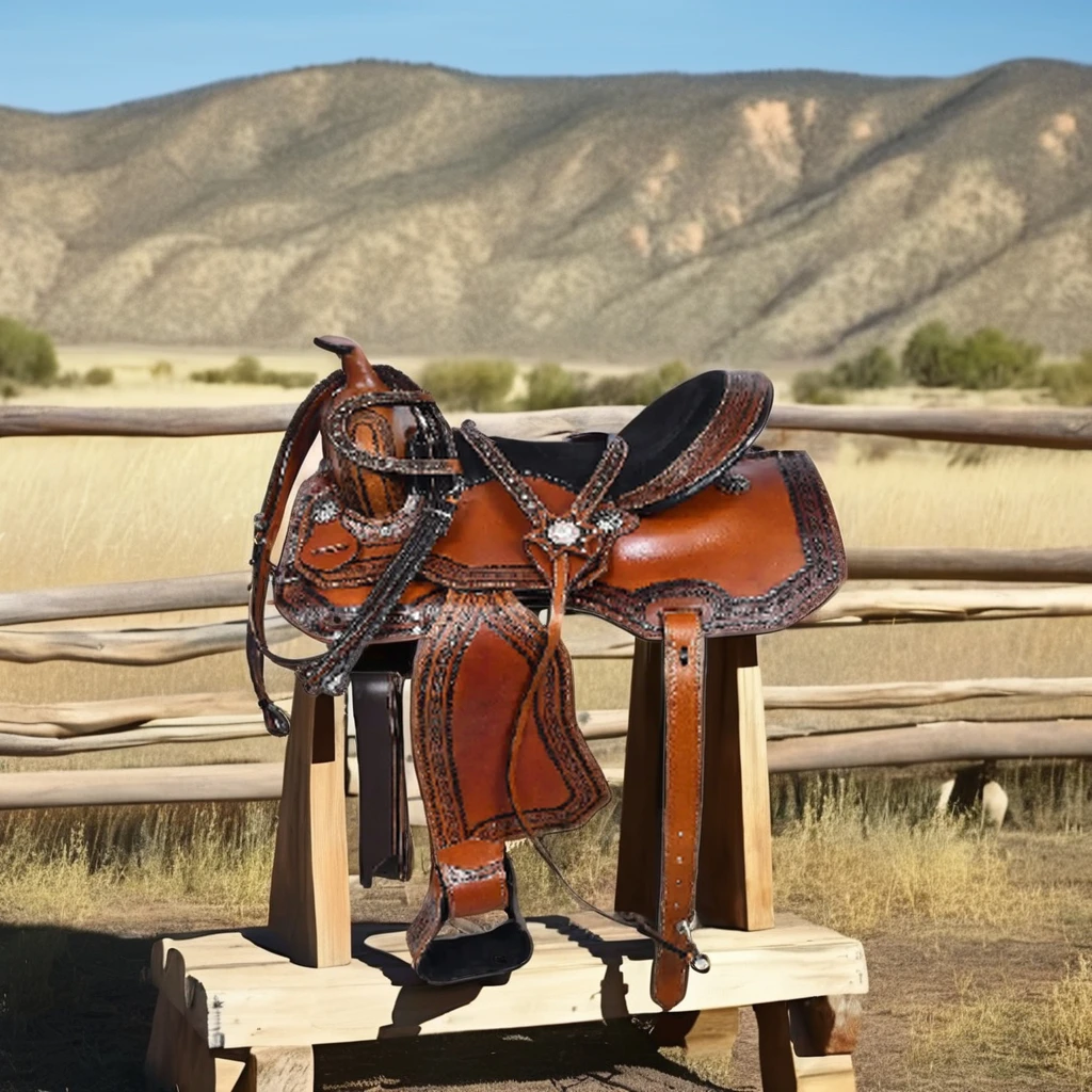 Premium Quality Western leather Horse Saddle With Matching Horse Tack Set Genuine Leather Barrel Saddle English