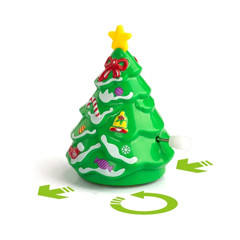 Popular Mini Kids Cartoon Cute Toy Small Christmas Rotate Walking Clockwork Bulk Toys Christmas Tree Wind Up Toy