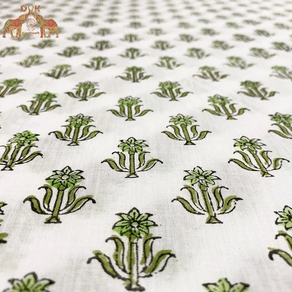 Latest Collection Indian Floral hand block print high quality beautiful fabric wholesale summer cotton dress fabric light weight