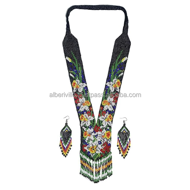 New Style Bohemian Beach Ethnic Style Colored Small Daisy Fashion Color Glass Seed New Design  Bead Necklace with Earring