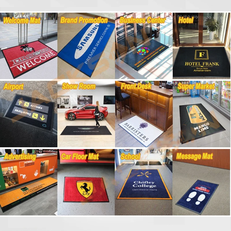 Custom commercial logo nylon rubber floor mat Entry Brand Door Mats Non Slip advertising mats