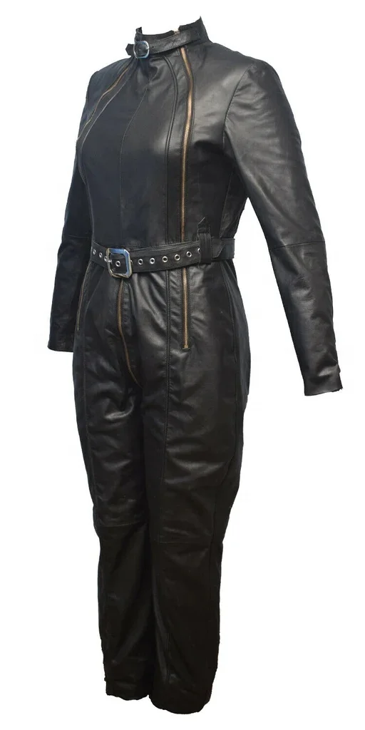 Hot Women Genuine Leather Catsuit Sheep Skin  Bodysuit Back Zipper, Breathable Leather Bodysuit For Women