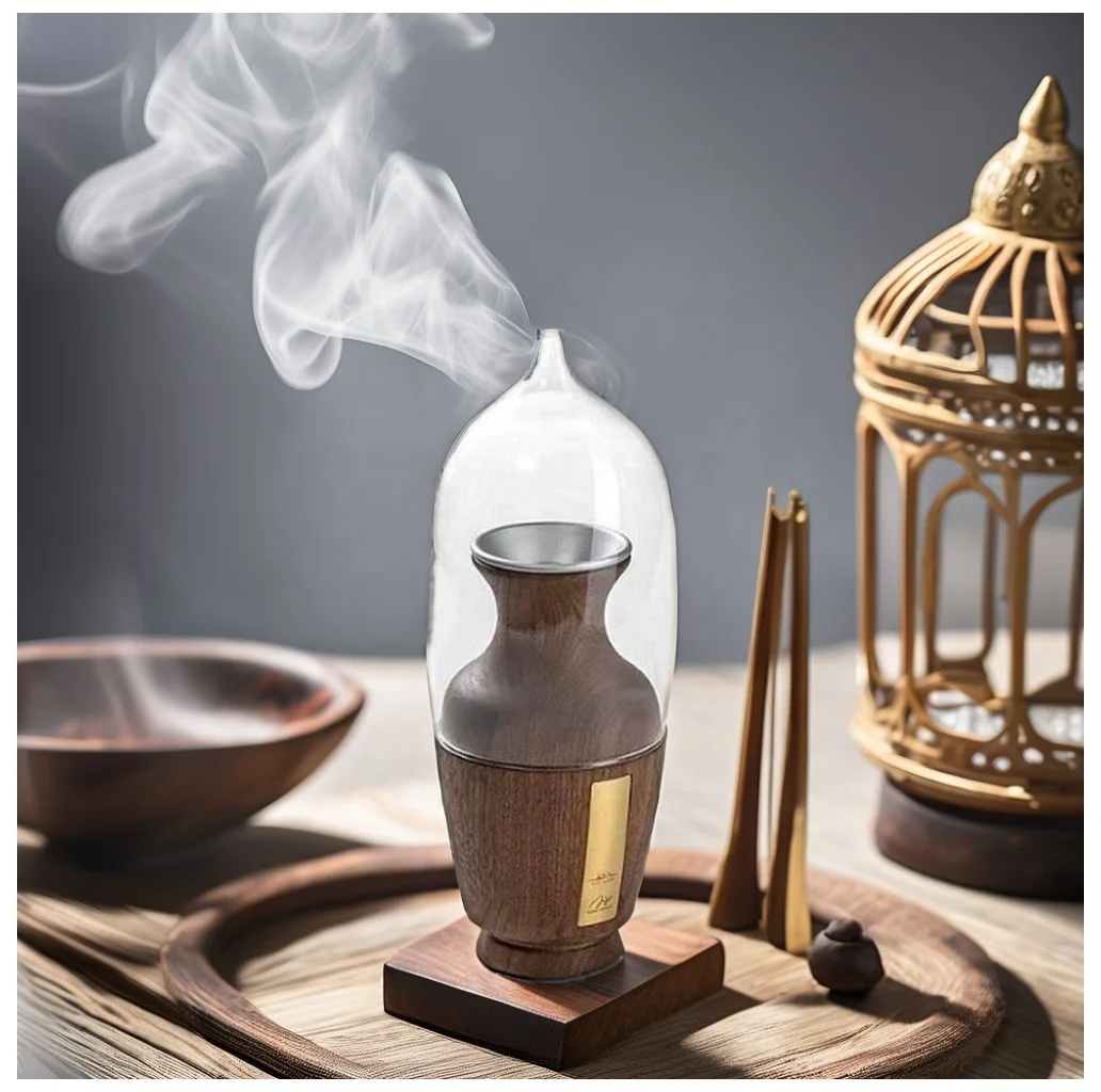 2025 Arabic Style Ramadan Wood Acrylic Bakhoor Burner Home decoration Arabic Glass Mubkhar Censer Oud Burner