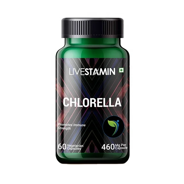 Chlorella  Extract Capsules 460mg vulgaris pyrenoidosa Chlorophyll For High cholesterol Private Label Supplement GMP ISO