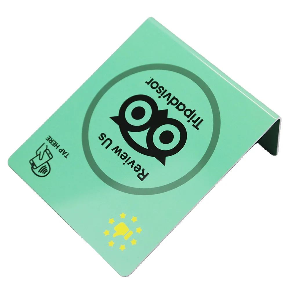 YTS High Quality Customized logo Programmable QR Code Social Media Plastic  pay  review nfc stand google play gift business card