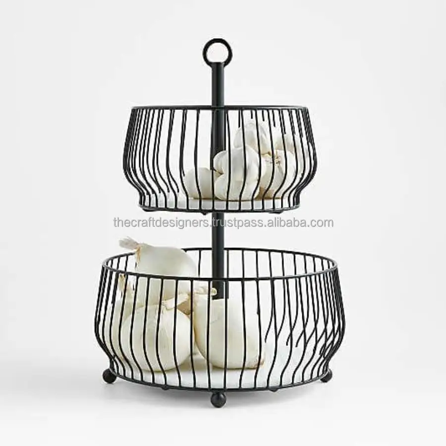 Decorative 2 Tier Basket and Rack for Fruits & Vegetable Multifunctional Storage Premium Quality Basket and Pots Fruit Stand