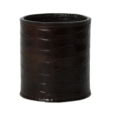 Multi-Functional Creative Color Round Leather Pen Holder Leather Pen Holder Stationery  With Alligator Print on 100% top grained