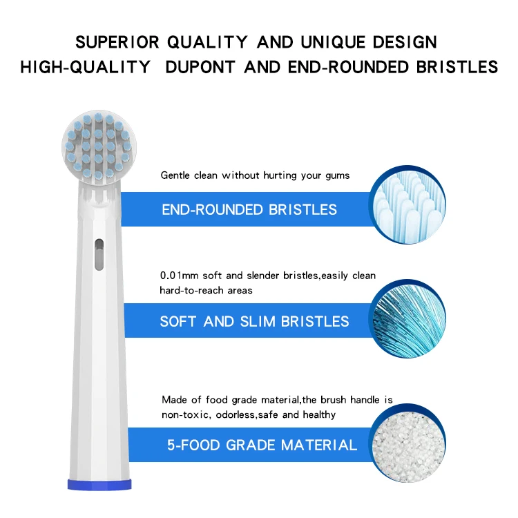 SB-17A Oral Latest Portable Waterproof Ultrasonic CE Approved Teeth Brush Head Replacement Soft Bristle Electric Toothbrush