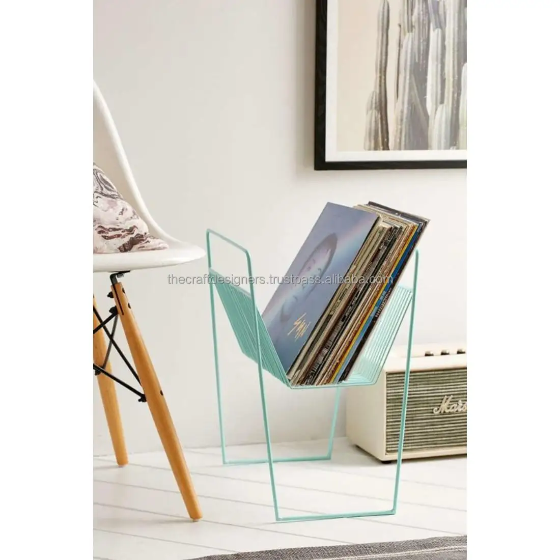Buy Online Desktop Book Rack Wholesale Design Metal Easy Portable Book Rack And Bookend With Wood Board Base By TCD