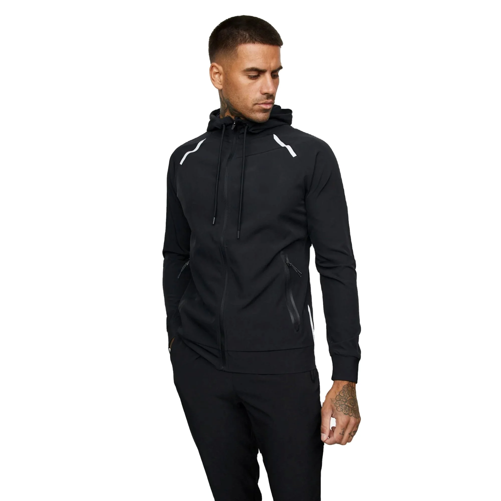 Winter Stripe Tracksuits Men Letter Print Solid Color Jogging Slim Fit Cotton Custom Men Sportswear Tracksuit