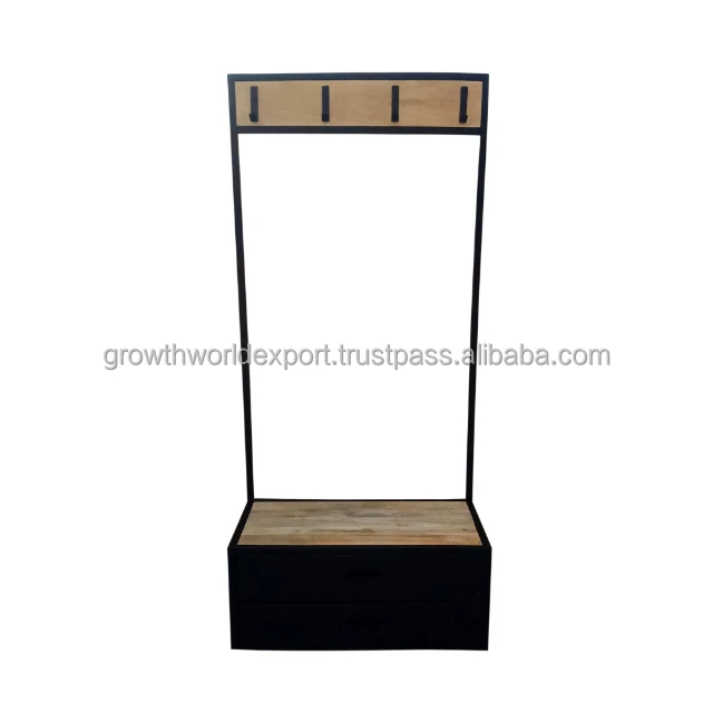 Industrial dressing wardrobe with stylish Wooden door & hanger for dresses Storage Handmade latest design vintage Furniture 2024