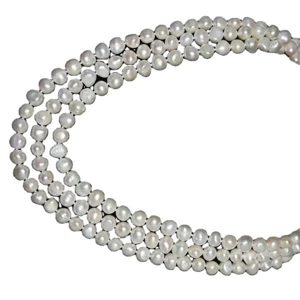Endless Cultured 8mm White Natural Freshwater Pearls 16-Inch Round Shape Fine Quality 16-Inch Loose White Jewelry Pearls