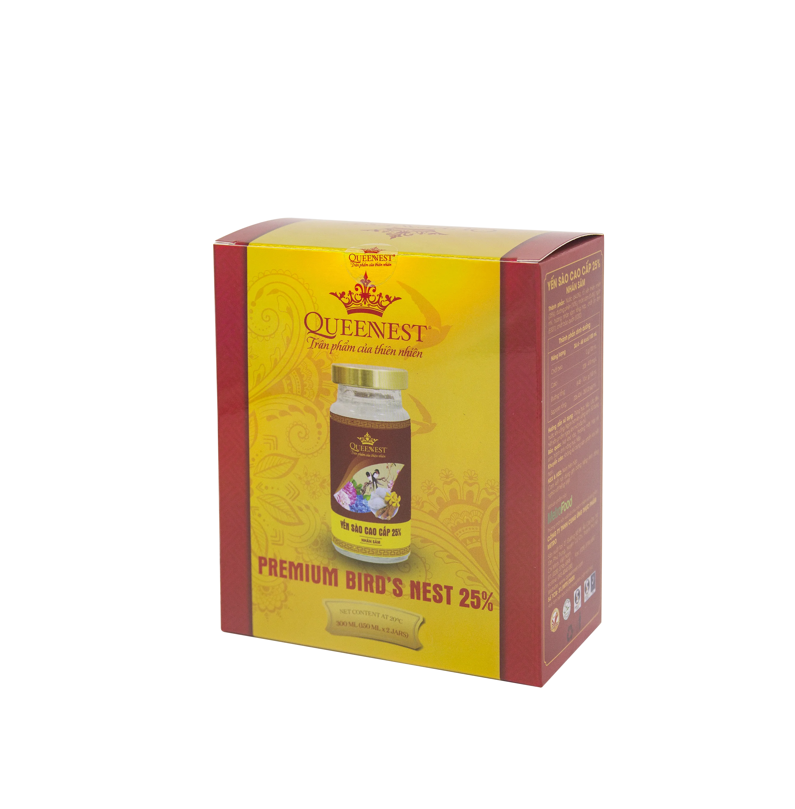 Премиум Птичье гнездо 25% женьшень QUEENNEST 150 мл (2 шт. в упаковке) из Вьетнама