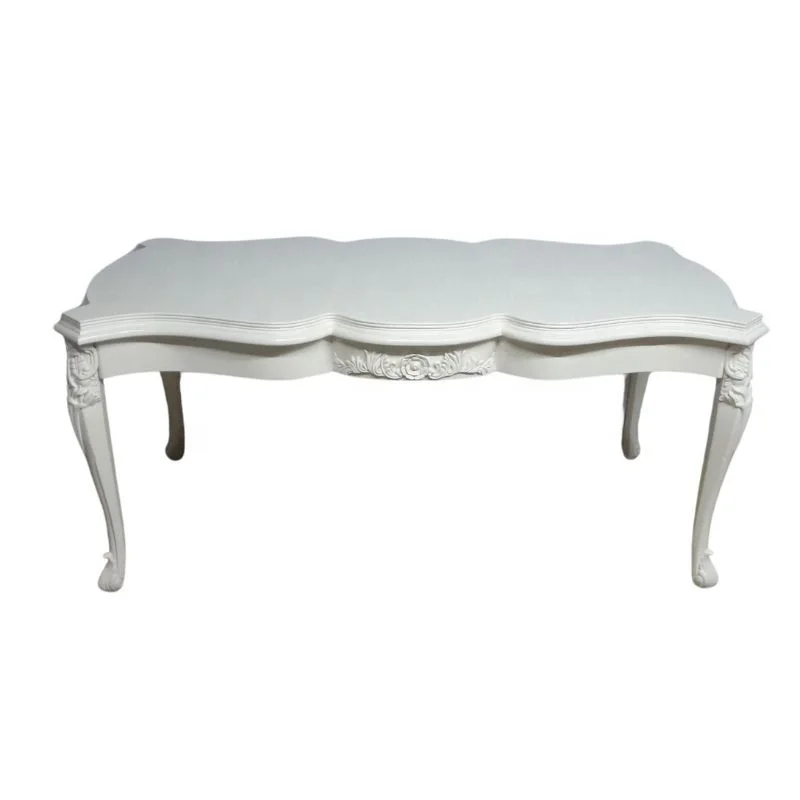 White Dining Table Antique Table Rose Carving Dining Table