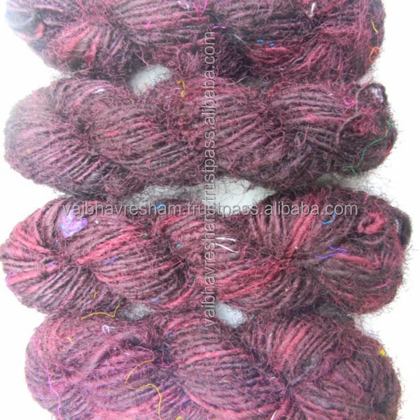 Best Indian Supplier Of Top Quality Recycled Sari Sanddle Brown Silk Yarn