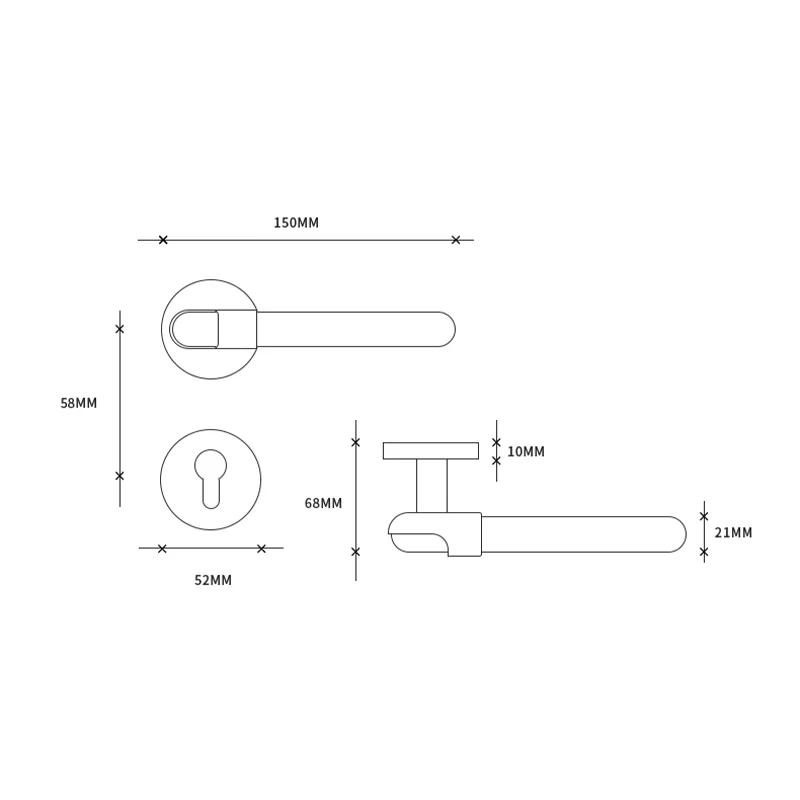 Золотая современная и простая внутренняя дверная ручка из орехового дерева с бесшумным сплит-замком цинкового сплава для спальни