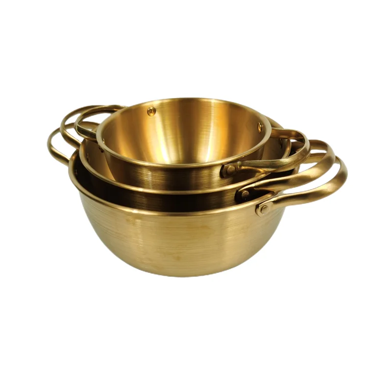 High quality Korean thickened stainless steel double gold ear ramen pot mini hot pot  stainless steel instant noodle pot