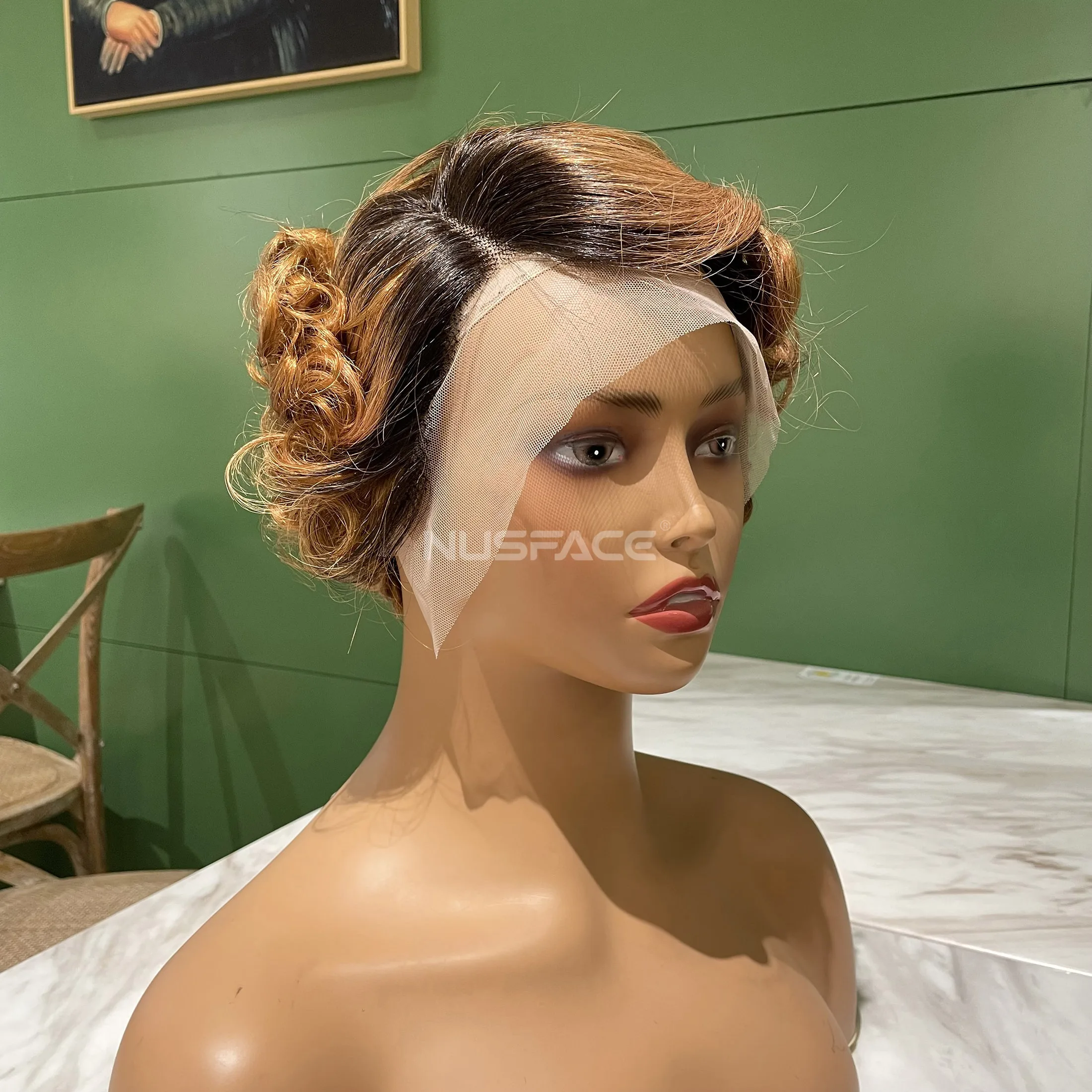 Perruque Pixie Cut Wig Human Hair Curly Bob Short Pixie Cut Lace Wig Preplucked Bleached Knots T Part Lace Pixie Wig