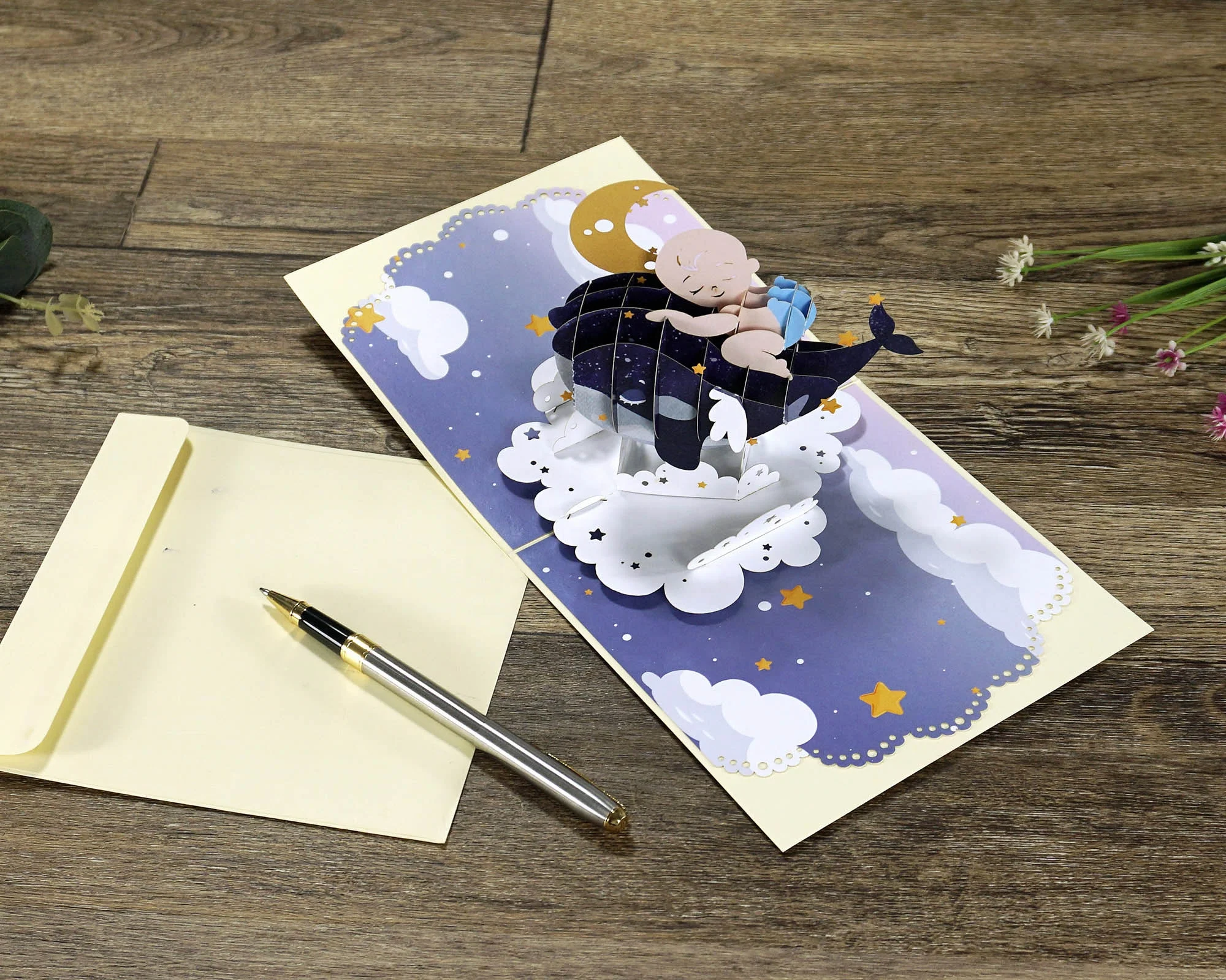 New Model 3D months greeting cards for baby and Age Monthly Milestone 3D Popup Card Supply quantity from 100 pcs