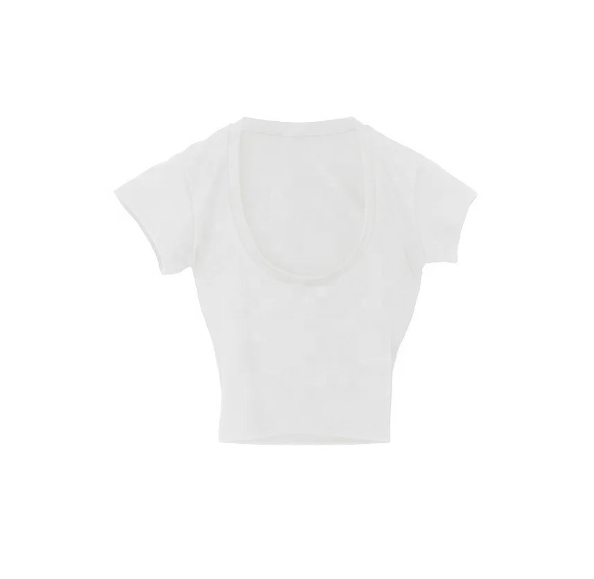 Crop Tops T-shirts Women Cotton spandex Customized Logo Printed Blank Tshirts Plain Wholesale Women crop t shirts