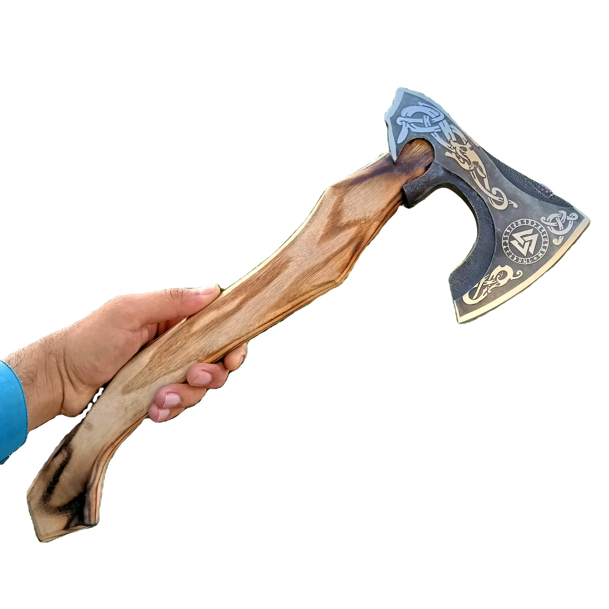 Топор викингов из углеродистой стали ручной работы на заказ, топор с медью, топор для выживания на природе с деревянной ручкой, оптовая продажа, подарок