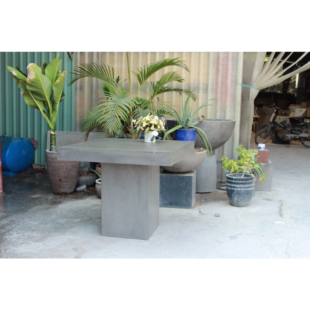 Роскошный уличный обеденный стол набор бетонного цвета темно-серый дизайн Высокое качество большой круглый и квадратный узор для сада домашнего использования