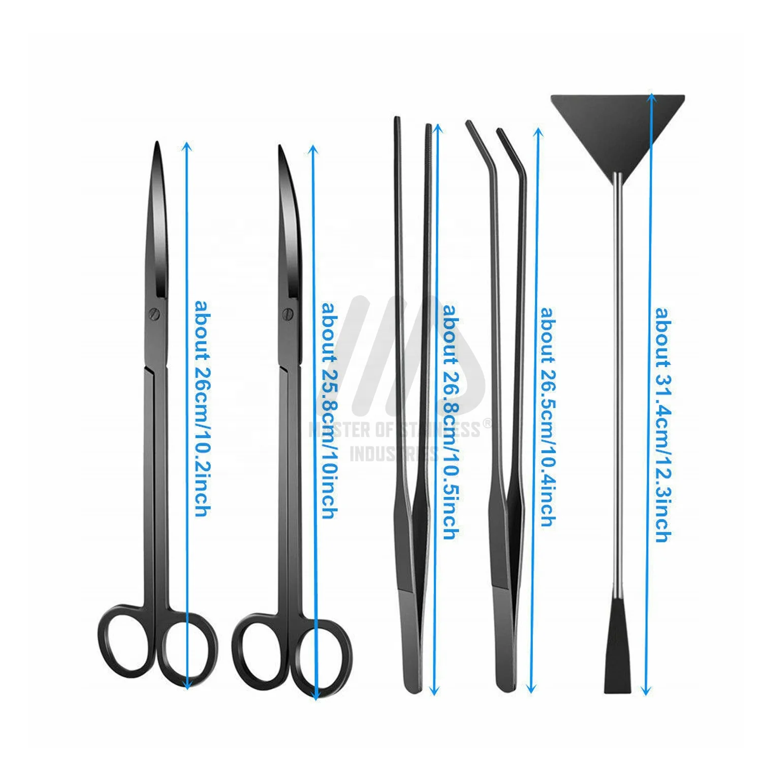 5 Pcs Aquascaping tools kit Aquarium Accessories Aquascaping tools plant scissors curved tweezers forceps scraper kit tools