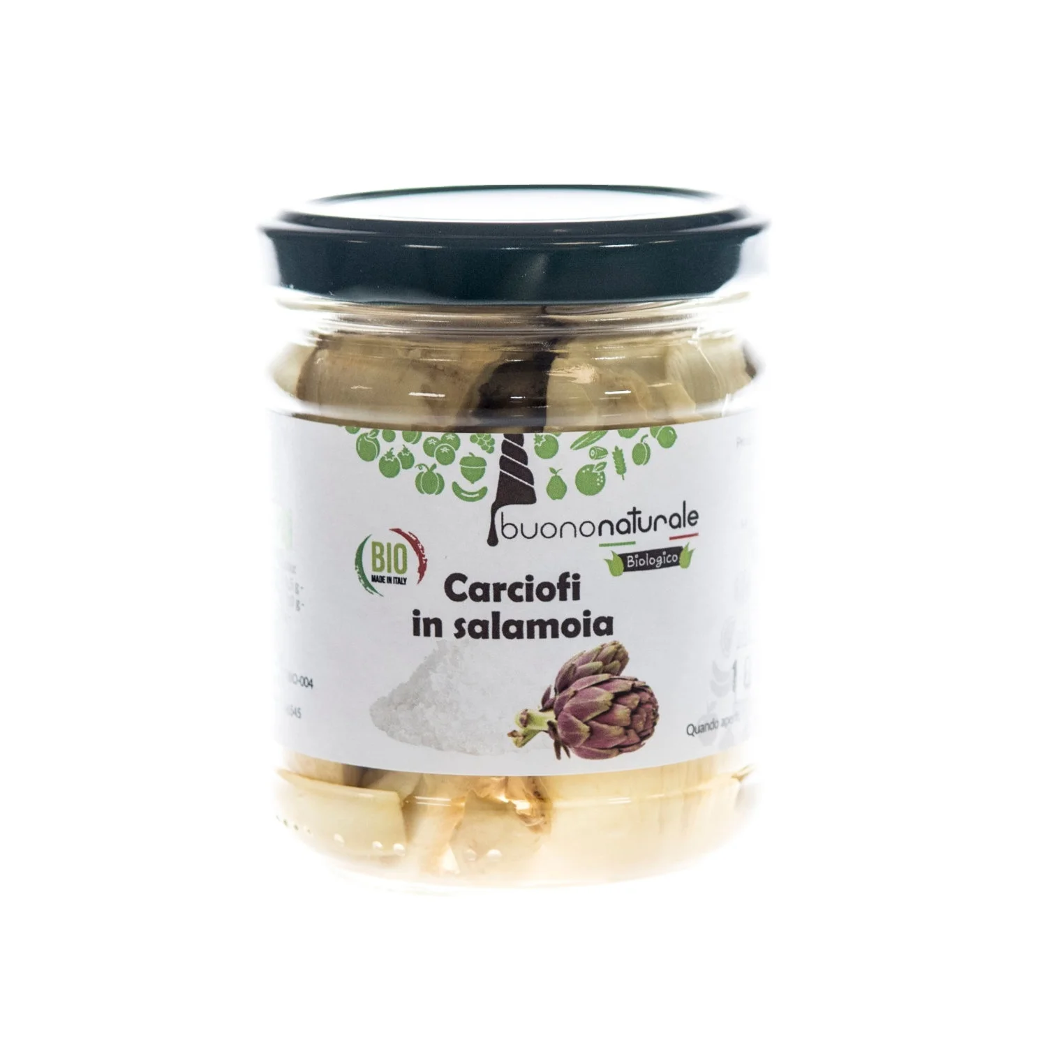 Artichokes in brine ORGANIC 200g Vegan Italian Flavors Preserved Naturally in A Reusable and Recyclable Glass Jar
