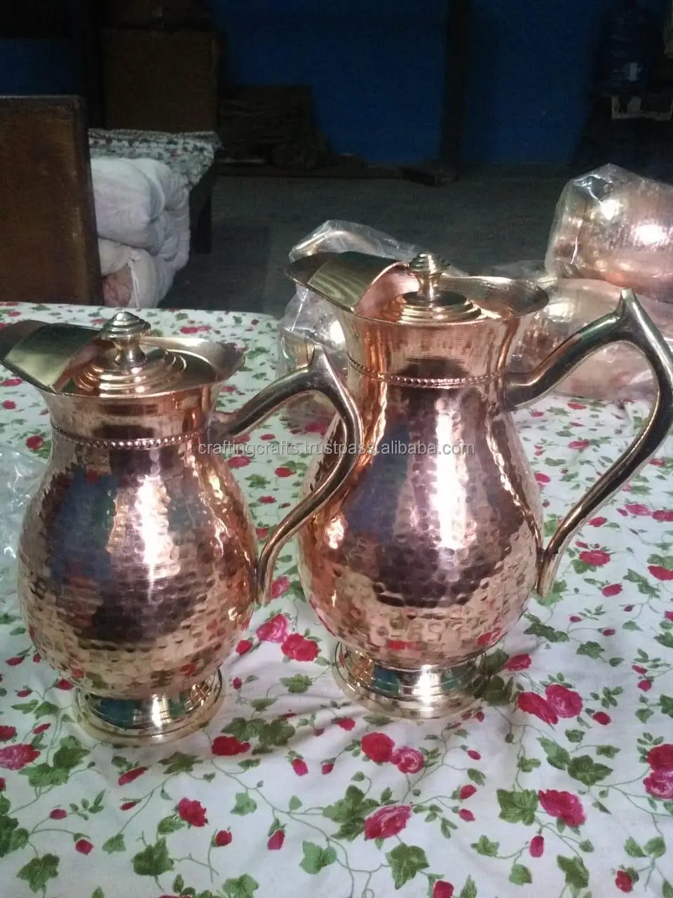Handcrafted Hammered Copper Drinking Water Pitcher for Christmas Gift Sustainable Eco Friendly Drinkware Sale