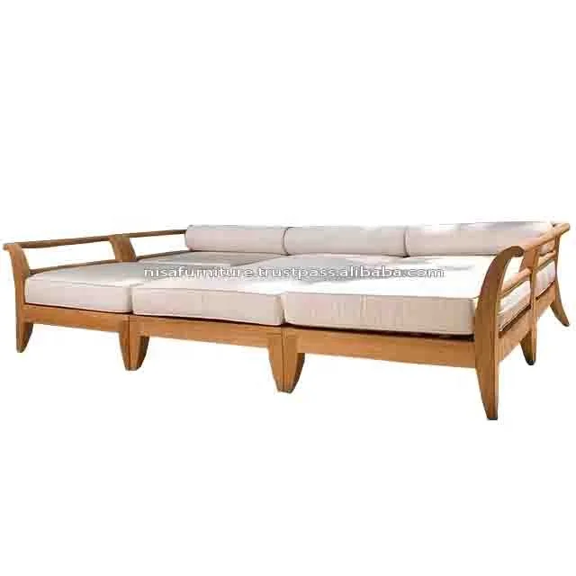 Teak wood Outdoor garden sets Daybed furniture Sofa set daybed designs deep seating thick cushion