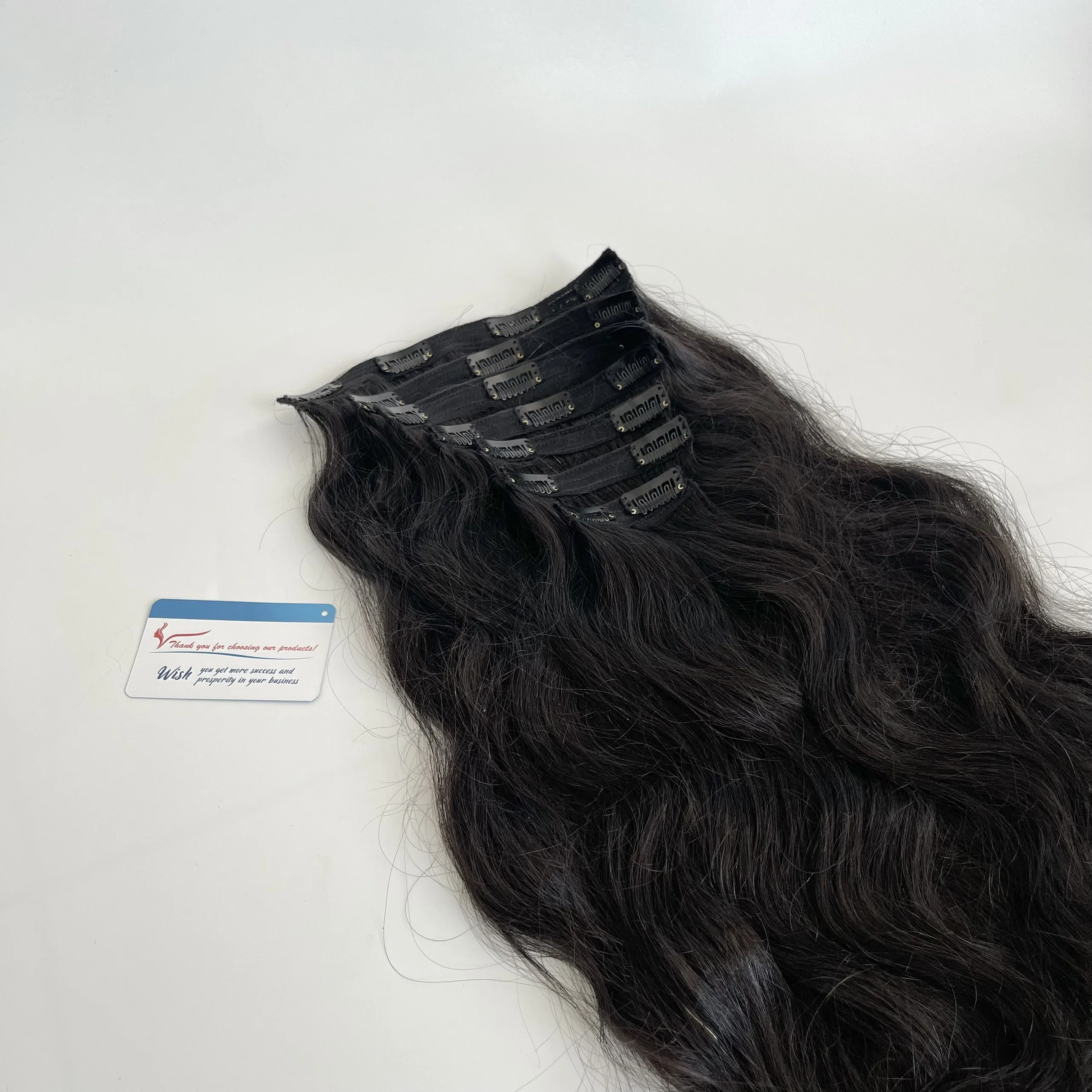 Hot Selling Human Hair Wholesale Super Double Drawn Natural Straight Wavy Clip in Hair Extensions Raw Vietnamese Hair