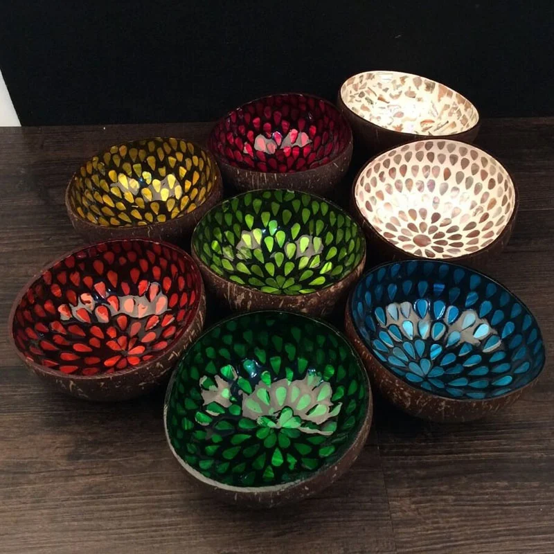 Coconut Lacquer Seashell Egshell Bowls for Kitchen Table Decorate