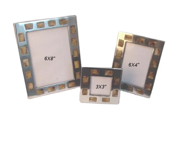 Hot Selling Aluminium Photo Frame in Mirror Polish With Terracotta Finish Zig Zag Design Table Top Photo Frame Metal Photo Frame