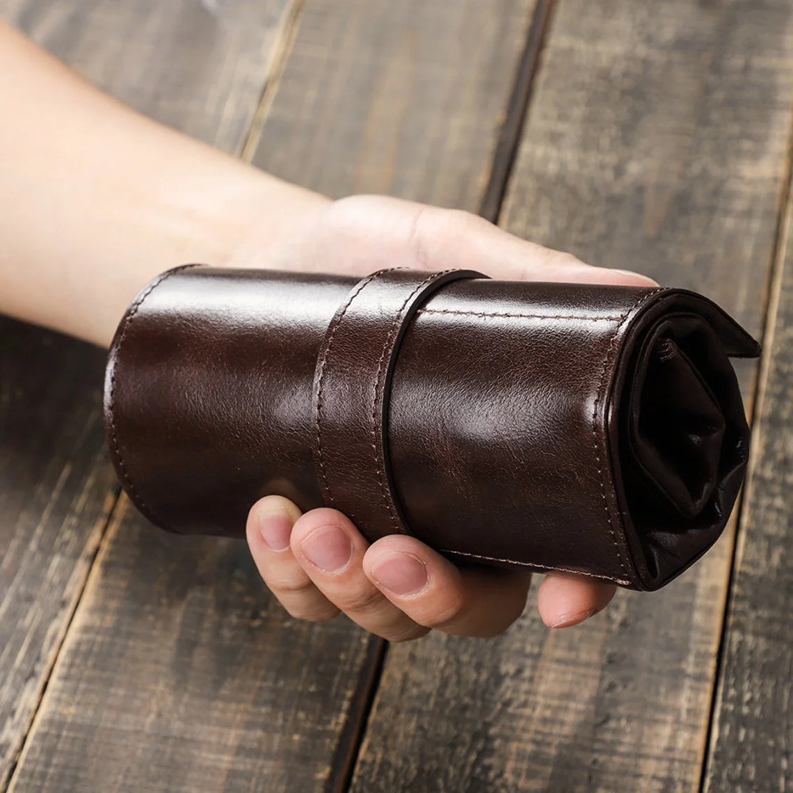 Watch Roll Personalized Watches Travel Case Organizer Genuine Leather Pouch Storage Watch Custom Size Custom Logo