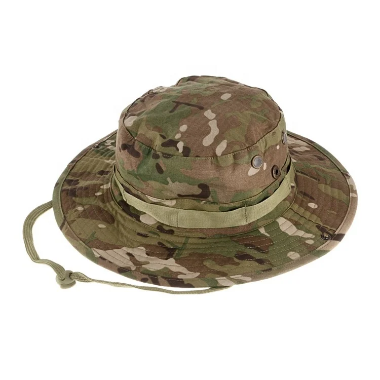 Camouflage BONNIE Hat Sniper Hidden Jungle Sports Fishing Ripstop Combat Wide Brim Bucket Hat Camping Hiking Head Wear