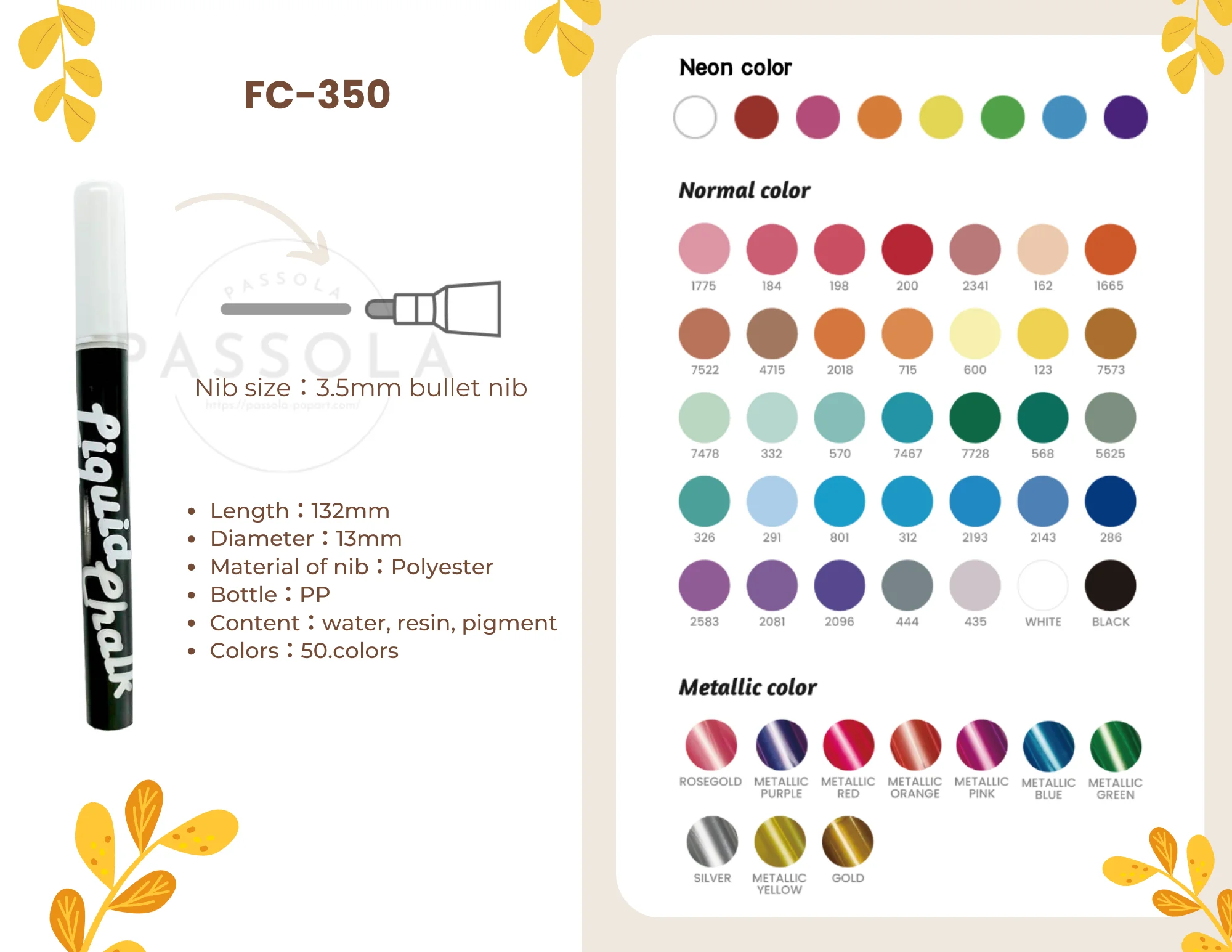 Fine Bullet Nib 3.5 mm Water based Erasable Liquid Chalk Marker 50 colors